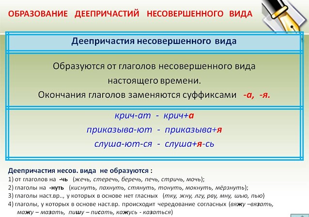 Образование деепричастий несовершенного вида