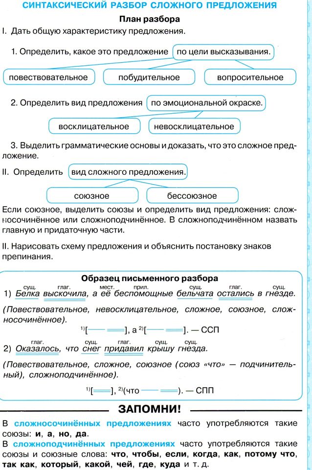 Синтаксический разбор сложного предложения