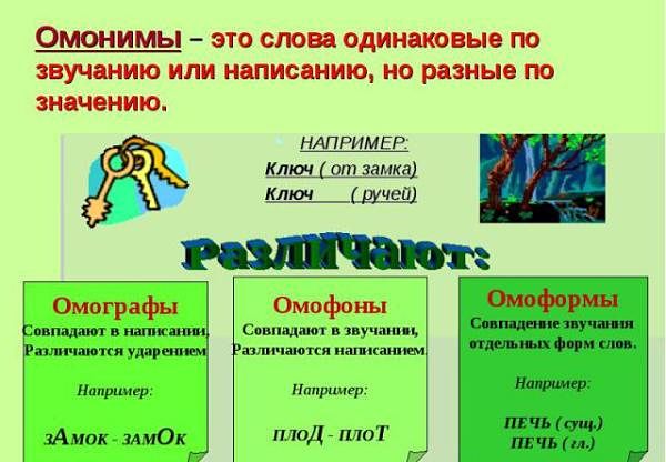 омимы, омографы, омофоны, моформы