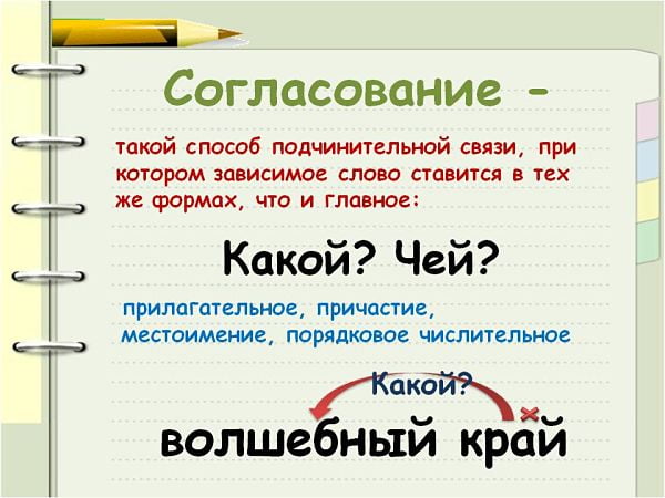 Подчинительная связь - согласование