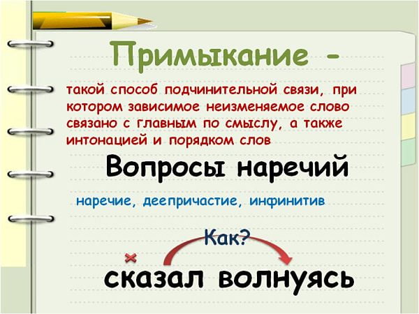 Подчинительная связь - примыкание